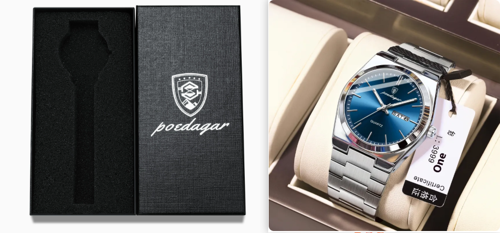 Sleek Ultra-Thin Men's Waterproof Watch with Luminous Quartz Display