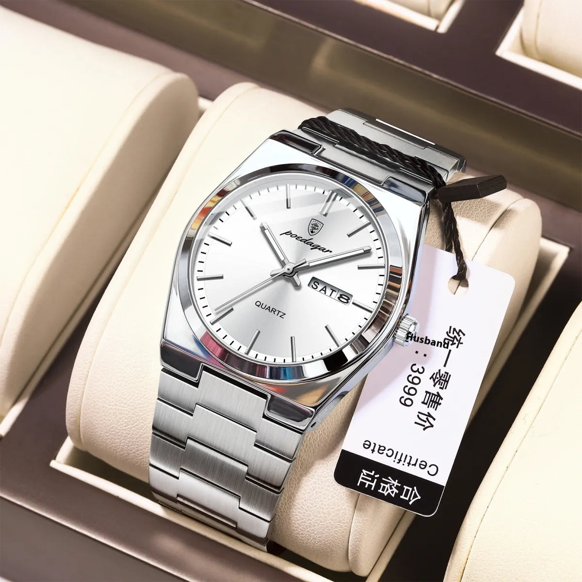 Sleek Ultra-Thin Men's Waterproof Watch with Luminous Quartz Display
