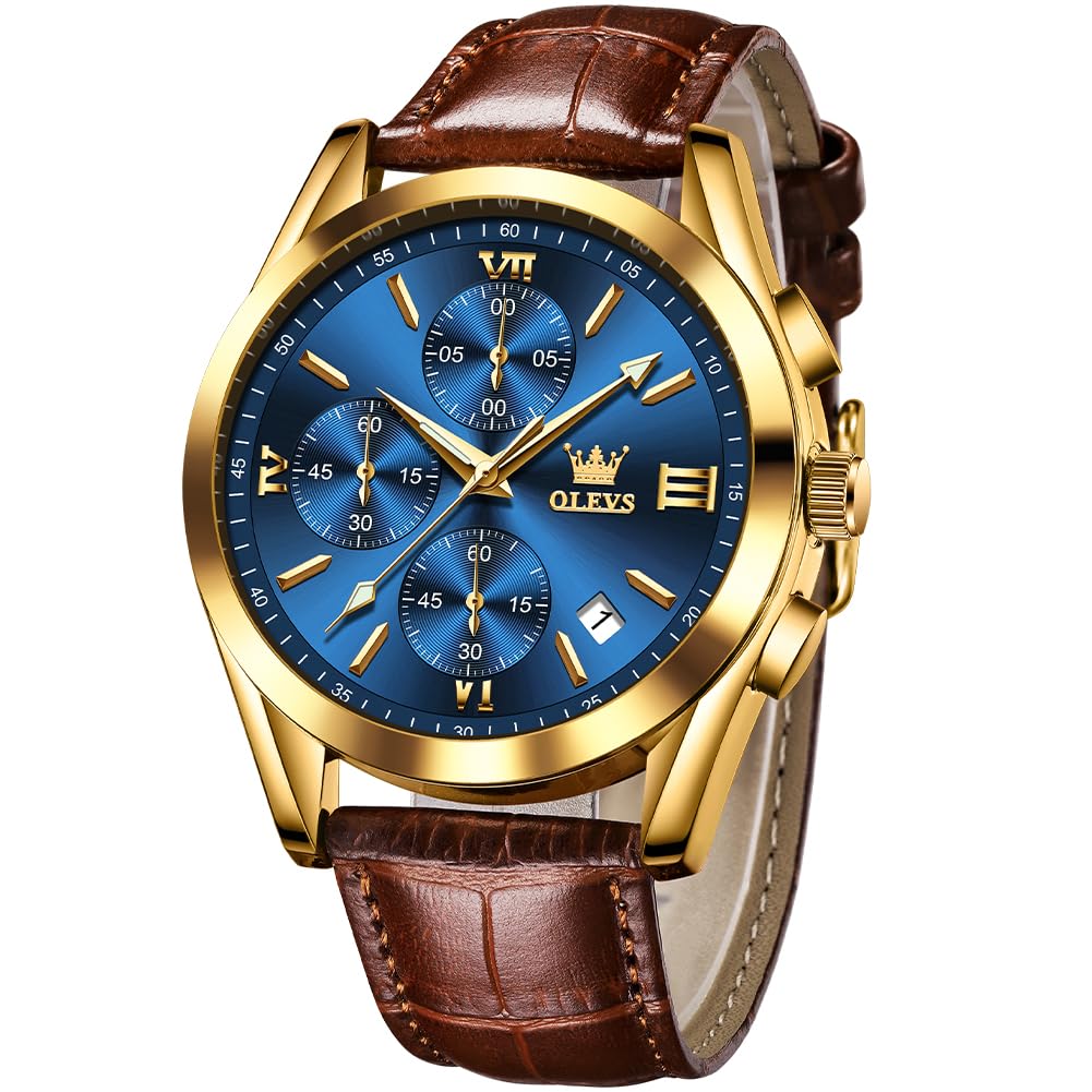 OLEVS Brown Leather Men’s Chronograph