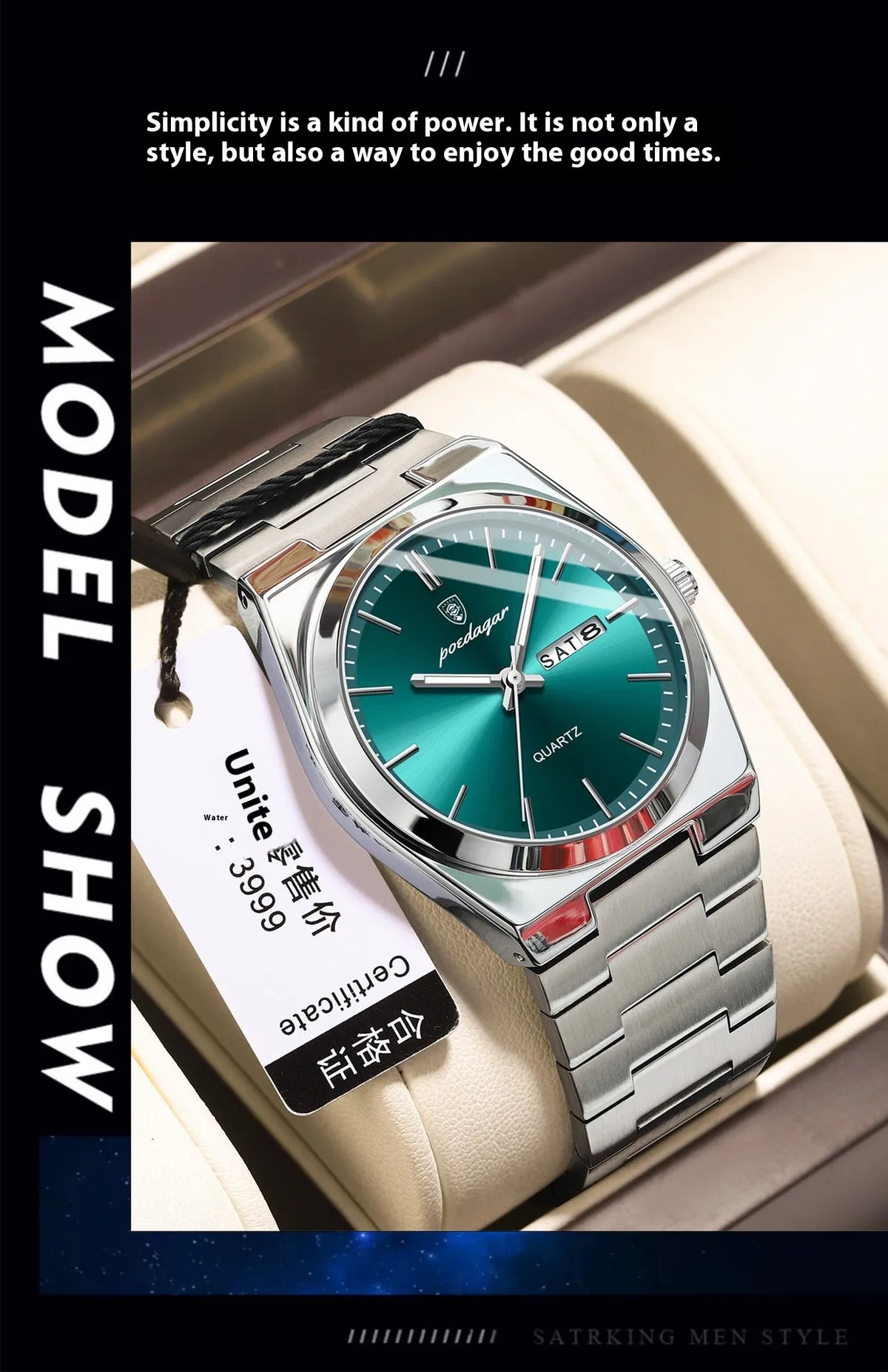 Sleek Ultra-Thin Men's Waterproof Watch with Luminous Quartz Display
